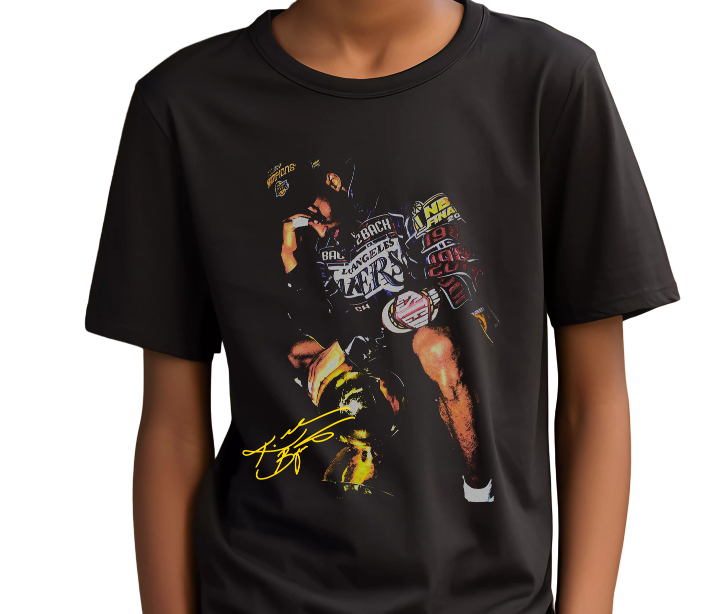 Kobe Bryant Black Mamba LA Lakers Back 2 Back Champs Graphic Tee – Retro Basketball T-Shirt