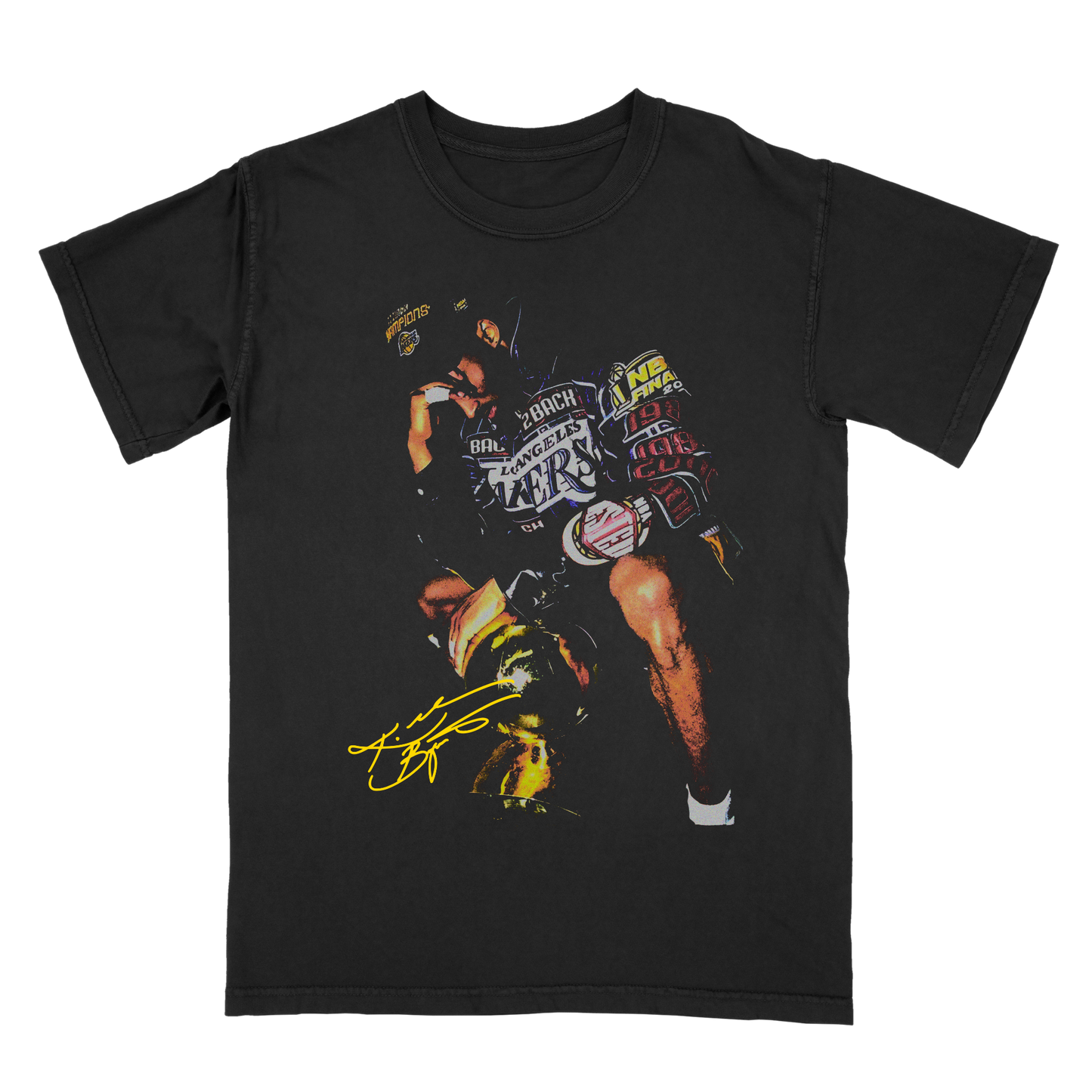 Kobe Bryant Black Mamba LA Lakers Back 2 Back Champs Graphic Tee – Retro Basketball T-Shirt