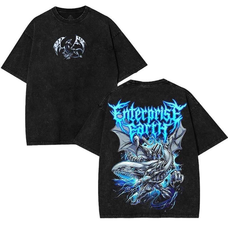 Kaiba Seto Blue Eye White Dragon Yugioh Yu-gi-oh Monster Card Yugi Muto anime manga game 2 sided Washed Tshirt, Hoodie...