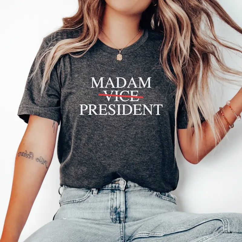 Kamala Harris 2024 Shirt Madam President Kamala Harris Tee Kamala Rally Tshirt DNC Democat Gifts Let's Finish The Job I...