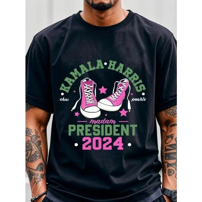 Kamala Harris 2024 Shirt Madam President Shirt KAMALA HARRIS Men's T-Shirts Black T-Shirts For Men Cotton T-Shirts For...
