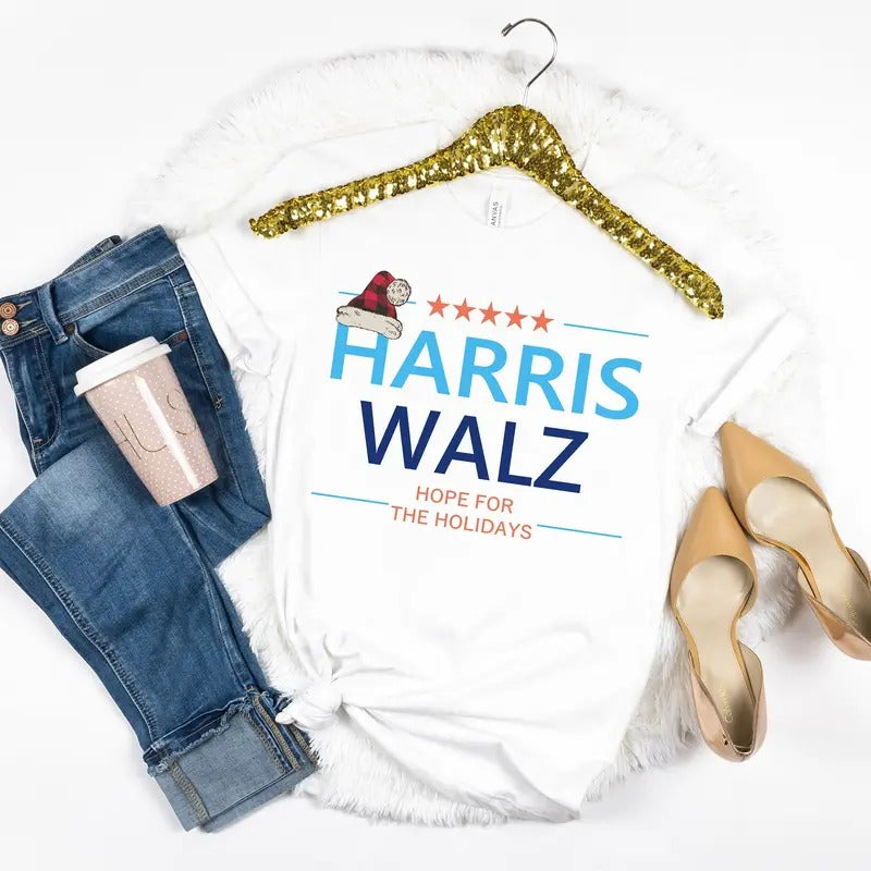 Kamala Harris Christmas Shirt - Hope for the Holidays Harris Walz T-Shirt - Christmas 2024 Kamala Harris Outfit