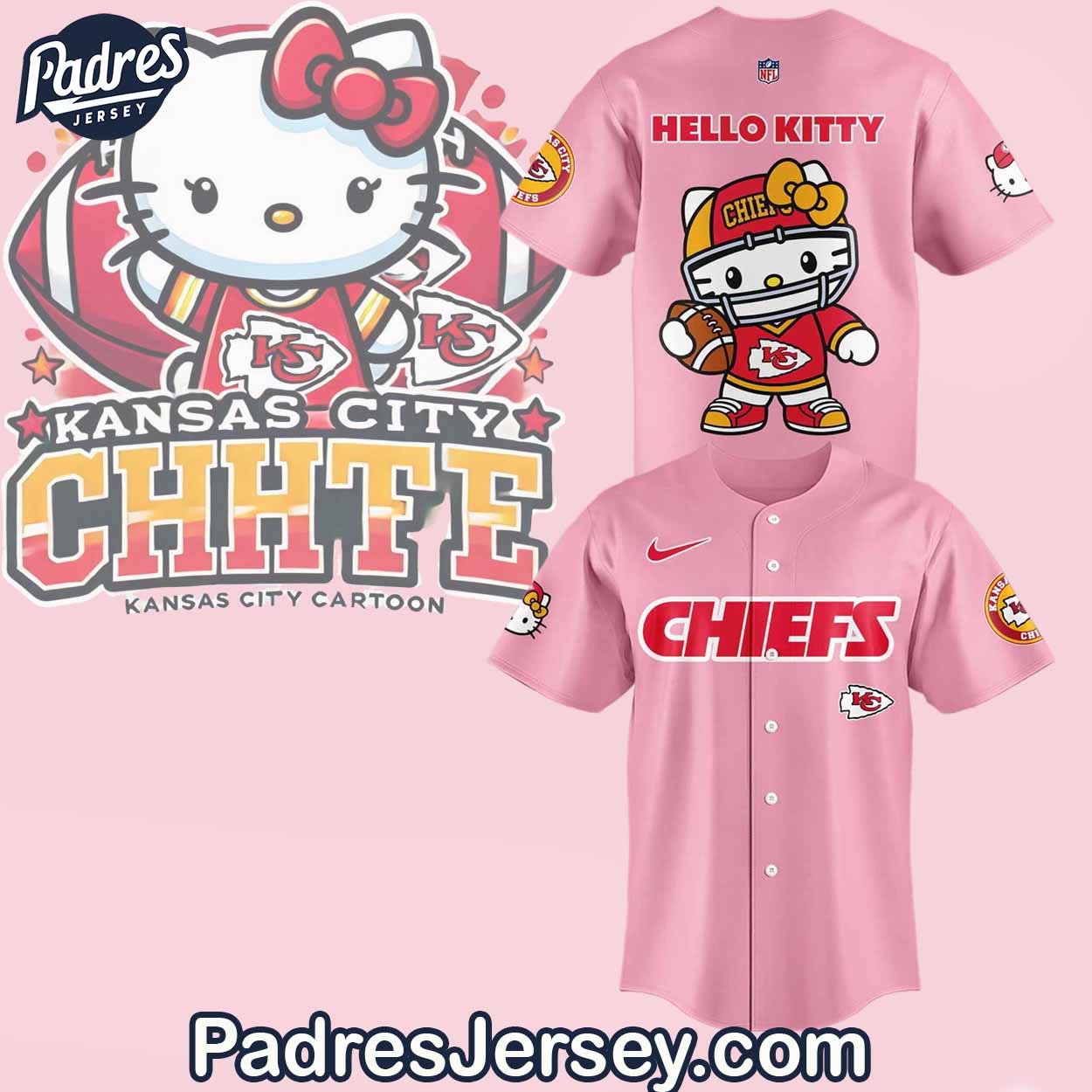 Kansas City Chiefs Hello Kitty Pink Baseball Jersey Outfit - Padres Jersey Oasis: Elevate Your Baseball Style Game