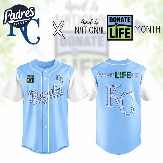 Kansas City Royals MLB x Donate Life Month Personalized Baseball Jersey Outfit - Padres Jersey Oasis: Elevate Your Baseball Style Game