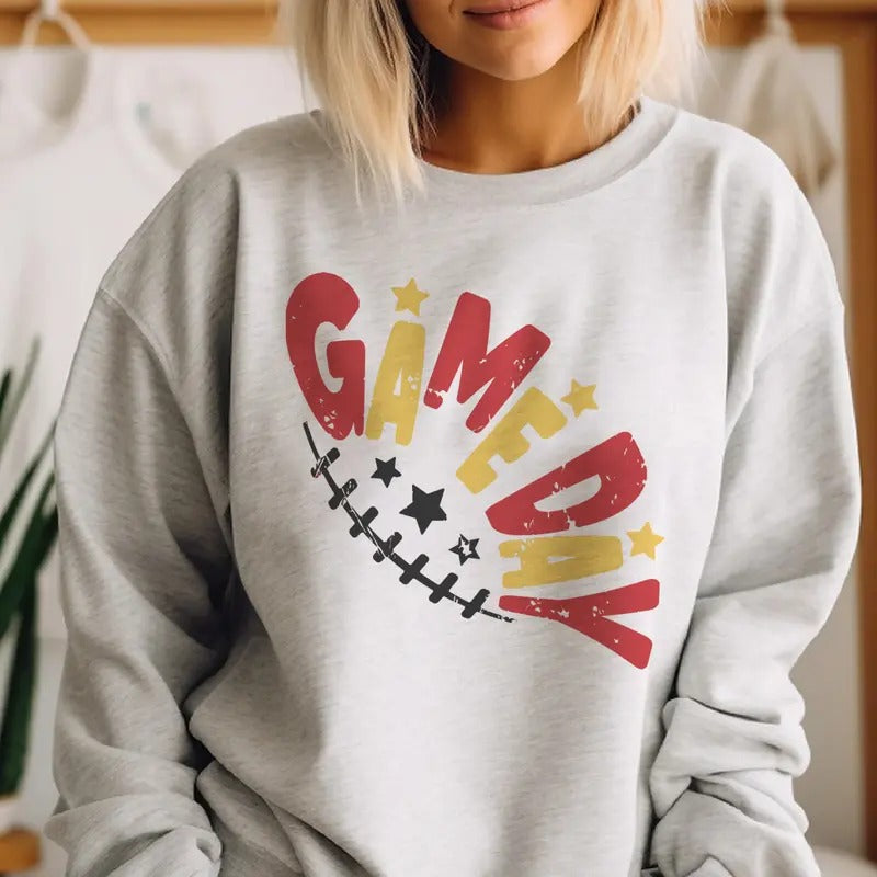 Kansas City Sweatshirt Kansas City Football Pullover Game Day Football Sweatshirt Red and Yellow Game Day Pullover Kansas...