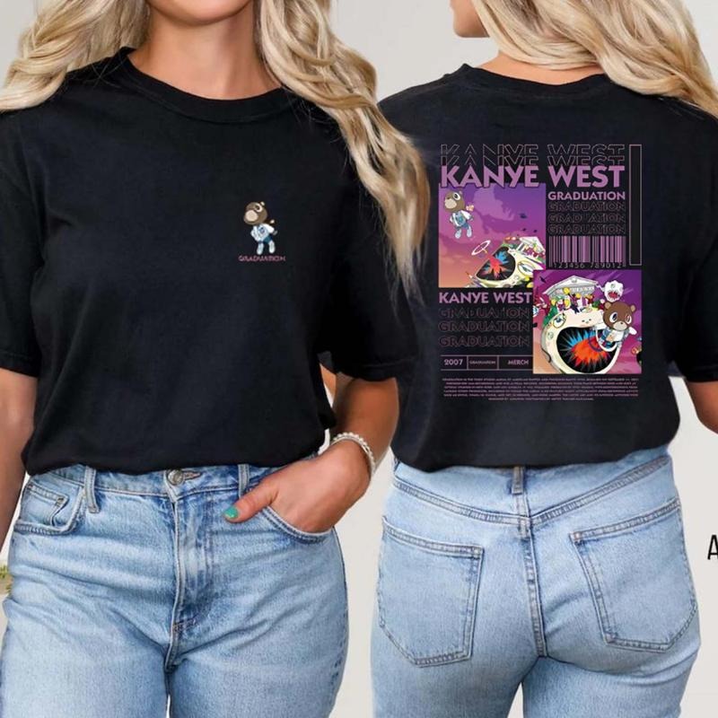 Kanyeee 2 sides Graduation Unisex Classic T-Shirt, Full Color, Unisex T-Shirt, For Women, For Men Cotton Hoodie, Sweatshirt