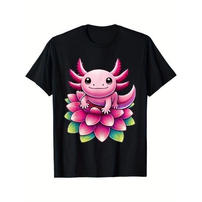 Kawaii Axolotl Flower T-Shirt Made in USA Hoodie, Sweatshirt | HypeCrazeTee.com