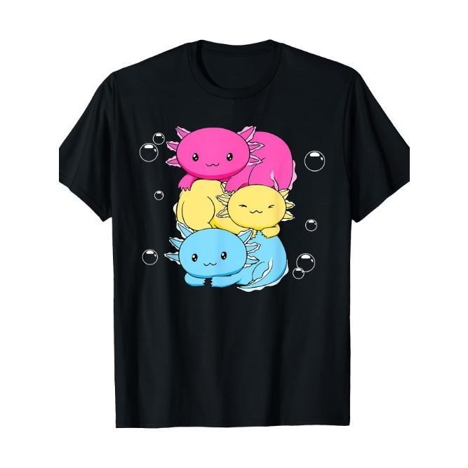 Kawaii Axolotl Pile Pansexual Pride Flag LGBTQ T-Shirt Made in USA Hoodie, Sweatshirt | HypeCrazeTee.com