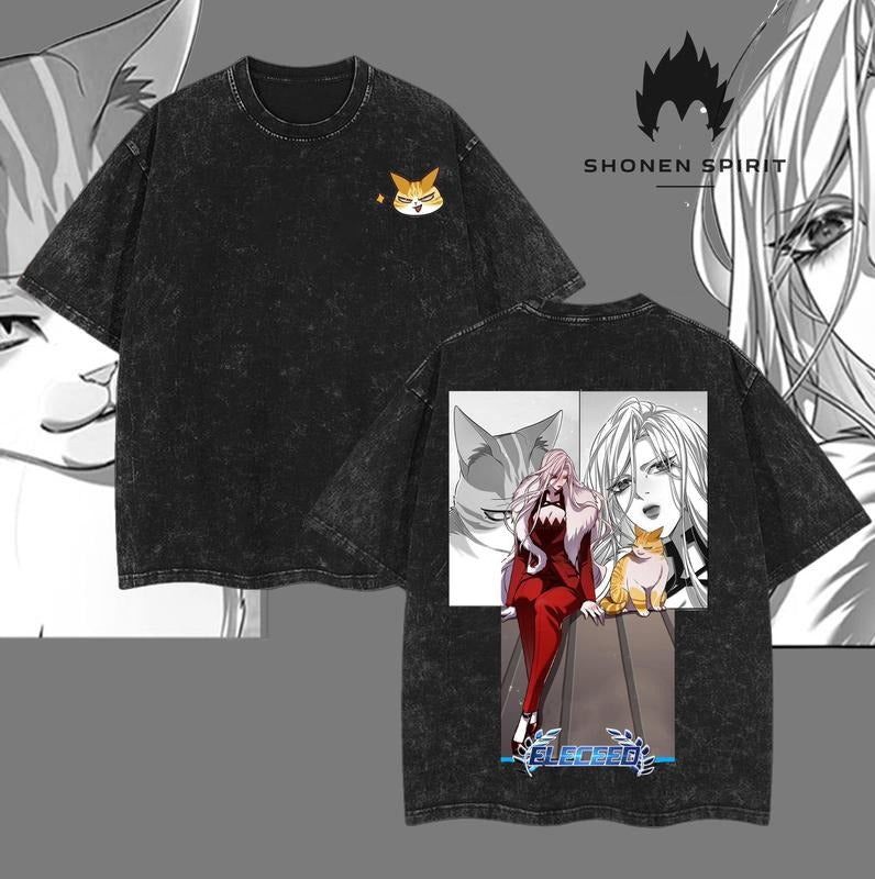 Kayden Break x Gestella - Eleceed Webtoon Anime Double Printed Vintage Washed Unisex Oversize Anime Manga Washed...