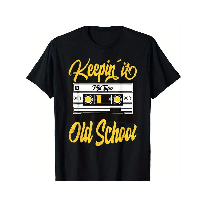 Keeping it Old School Retro Vintage 80s 90s Cassette Tape T-Shirt Fashion Trend Bottoming Shirt Ultra Soft, Breathable,...