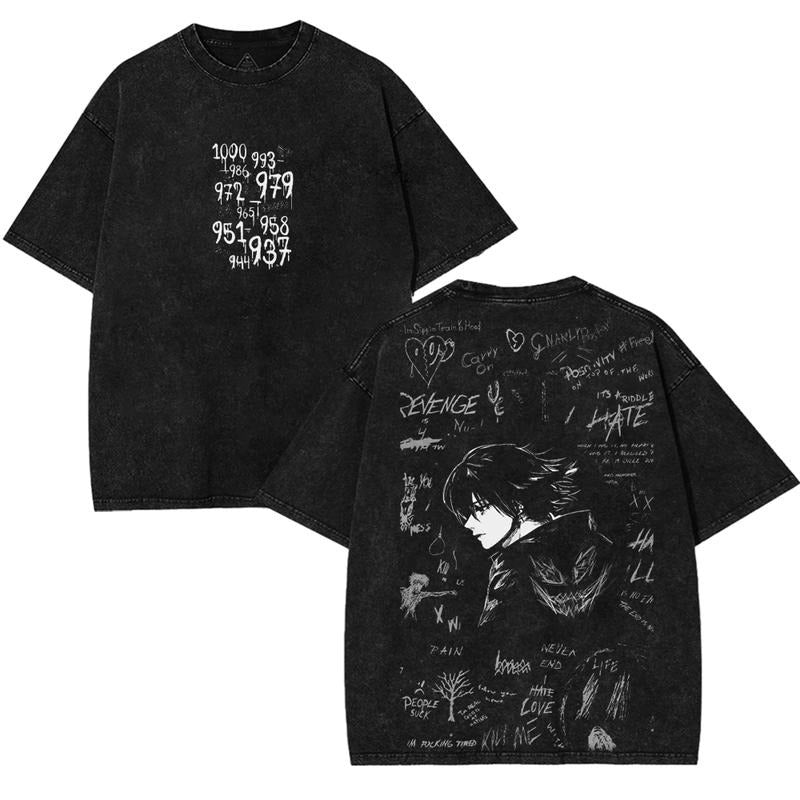 Ken Kaneki Tokyo Ghoul Oversized Heavyweight Cotton T-Shirt, Dark Anime Graphic Streetwear Top, Premium Acid Washed...