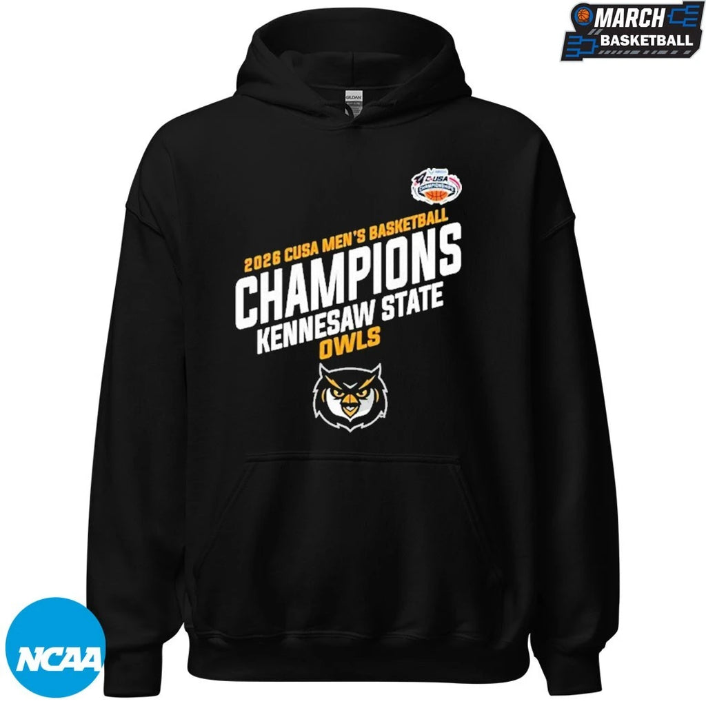 Kennesaw State Owls Champions C USA Men’s Basketball Tournament 2026 T-shirts