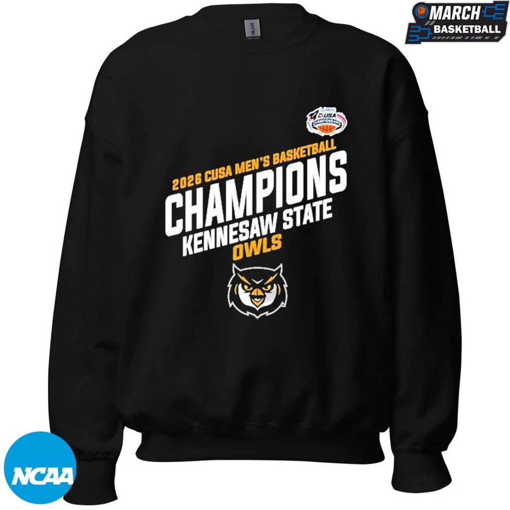 Kennesaw State Owls Champions C USA Men’s Basketball Tournament 2026 T-shirts