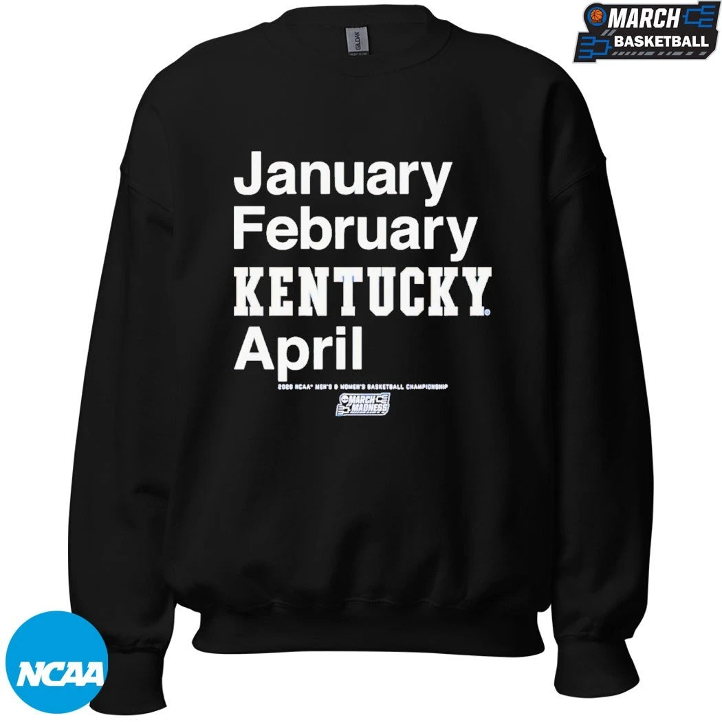 Kentucky Wildcats January February April NCAA Men’s Basketball Champions 2026 March Madness Month T-shirts