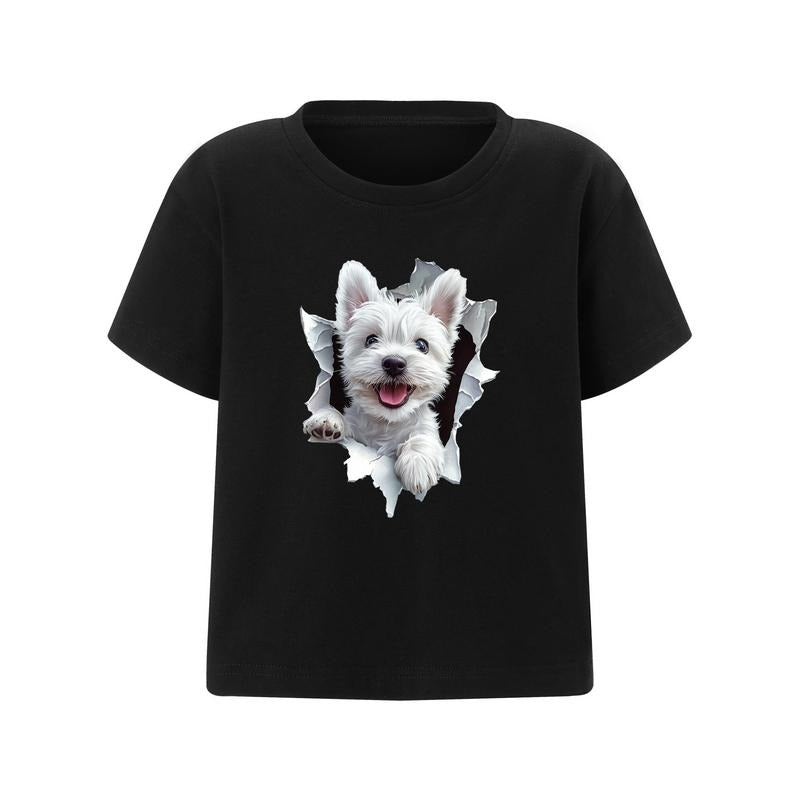Kid Boy Girls Cute Style Dog Paper Holes Print Fashion T-Shirt Long Sleeve Round Neck Fall Casual Graphic Tops Hoodie,...