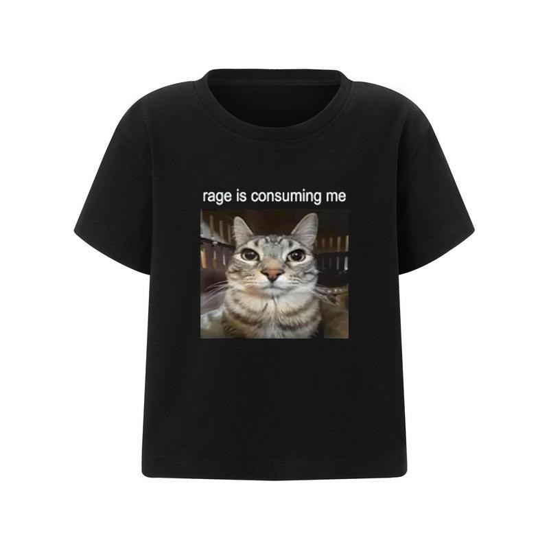 Kid Boy Girls meme Silly Cat Spoof Print Fashion T-Shirt Long Sleeve Round Neck Fall Casual Graphic Tops Hoodie, Sweatshirt