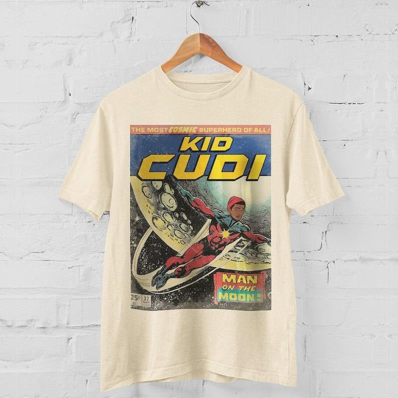 Kid Cudi Shirt Vintage Hip Hop 90s Retro Graphic Tee Comic Rap Streetwear Gifts Unisex T-Shirt Hoodie, Sweatshirt
