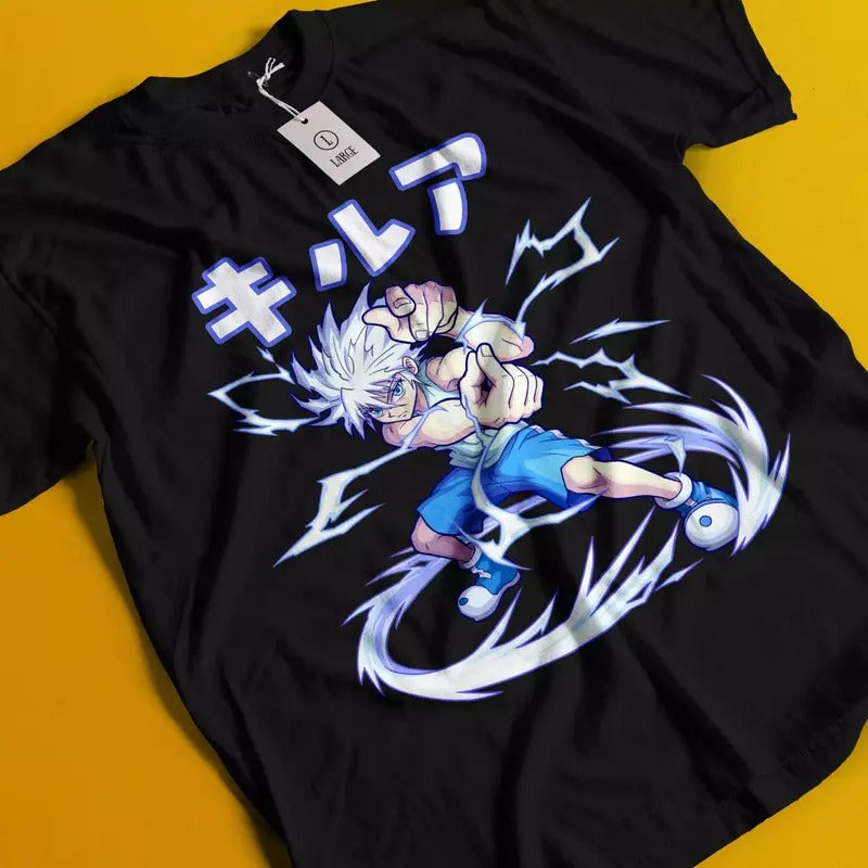 Killua Tshirt Hisoka Shirt Hunter X Hunter Manga Strip HXH Tee Anime Gon T-Shirt Hoodie, Sweatshirt | HypeCrazeTee.com