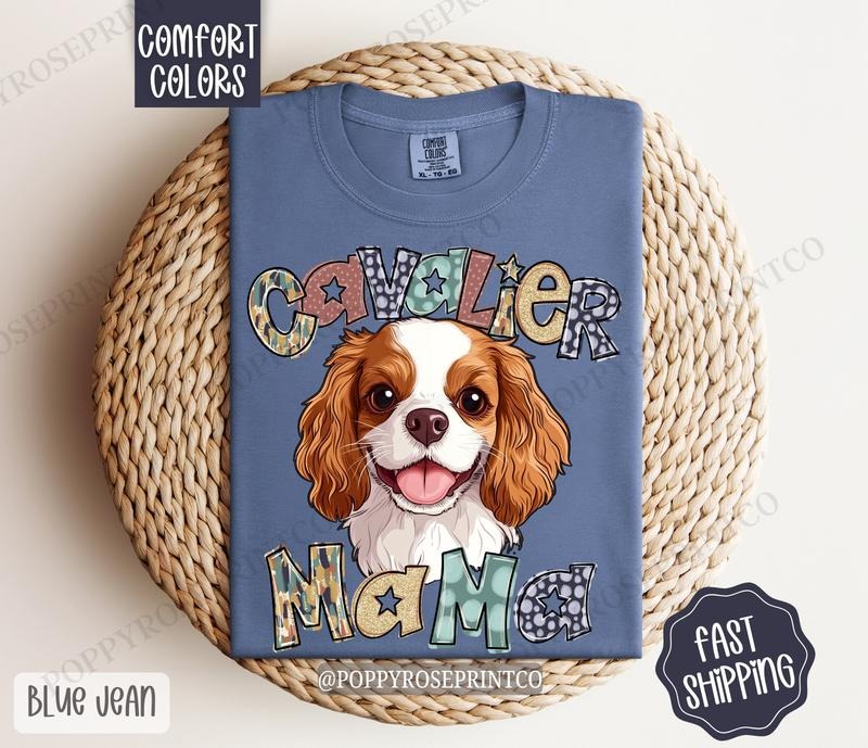 King Cavalier Mama Comfort Colors, Dog Mom Tee, Cute Mama Women's Tshirt Hoodie, Sweatshirt | HypeCrazeTee.com