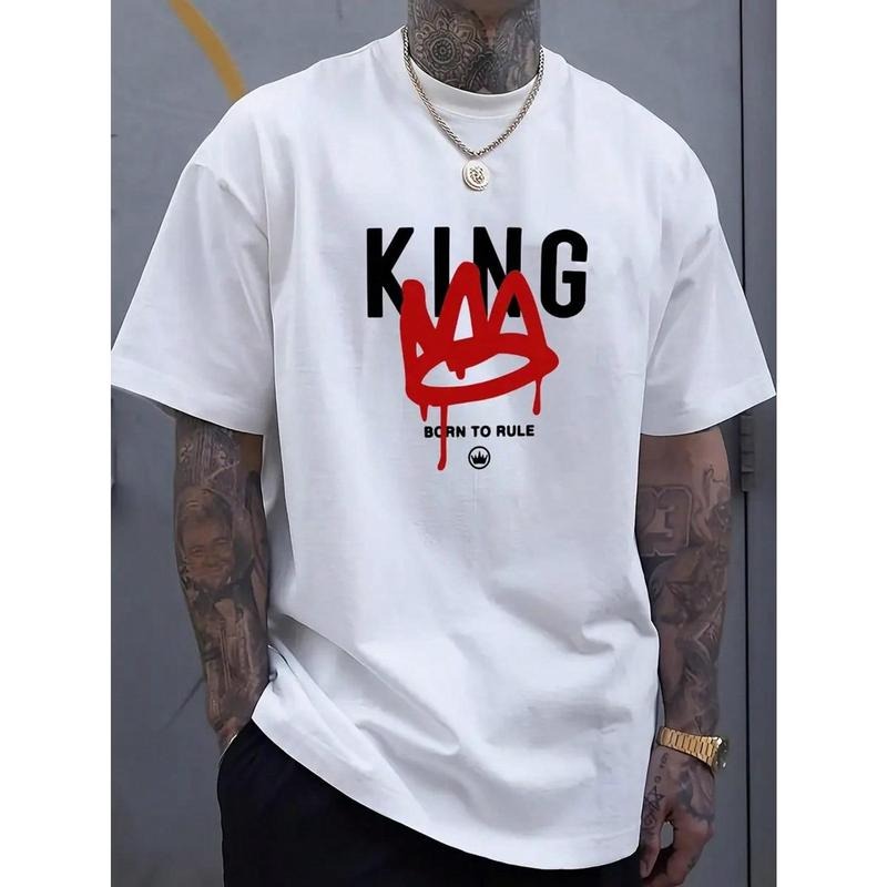King Print Tee Shirt, Tees For Men, Casual Short Sleeve T-Shirt For Summer,Father's Day Gifts Hoodie, Sweatshirt