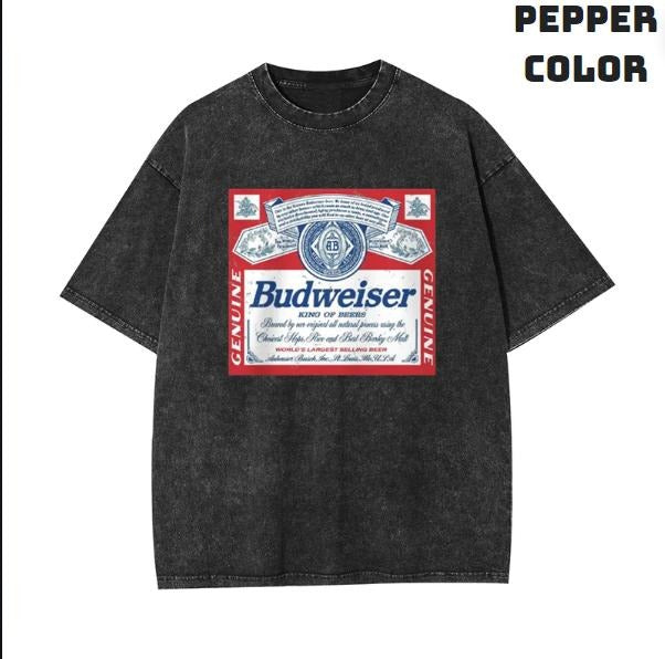 King of Beers Bud Garment-dye Tees, Graphic Tee Shirt, Unisex T-Shirt, Gift For Fan, Him, Her, Crewneck Short Sleeve...