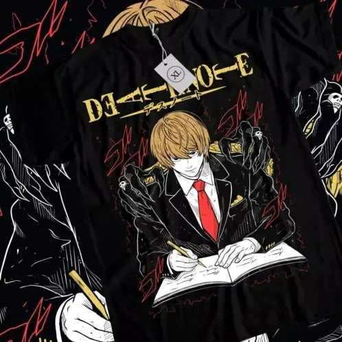 Kira Ryuk T-Shirt Death Note L Manga Strip Horror Anime Black Tee Shirt All Size Hoodie, Sweatshirt | HypeCrazeTee.com