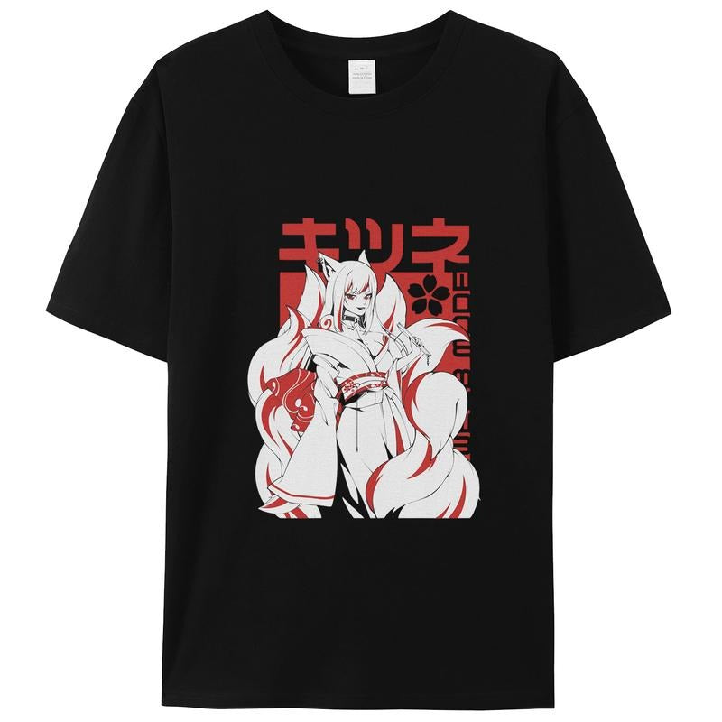 Kitsune Anime T-shirt Cotton graphic tees men  gifts graphic print Hoodie, Sweatshirt | HypeCrazeTee.com