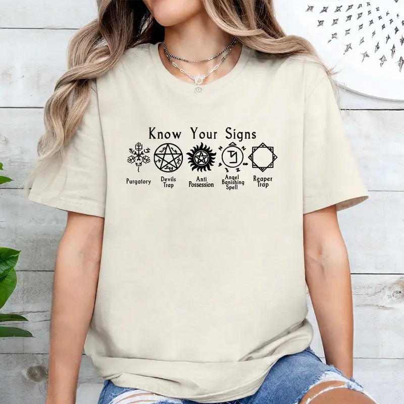 Know Your Signs Supernatural Shirt Vintage Supernatural Shirt Woman Man T-Shirts, Hoodie, Sweatshirt