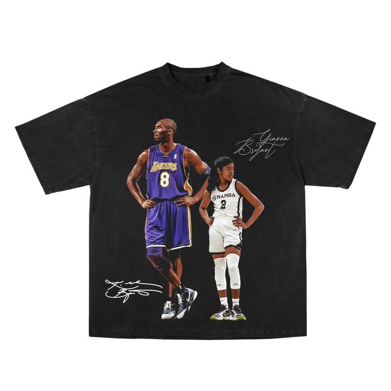 Kobe and Gigi Mamba Mentality T-Shirt Vintage Inspirational Basketball Graphic Tee Shirt Motivational Sports Shirt for...