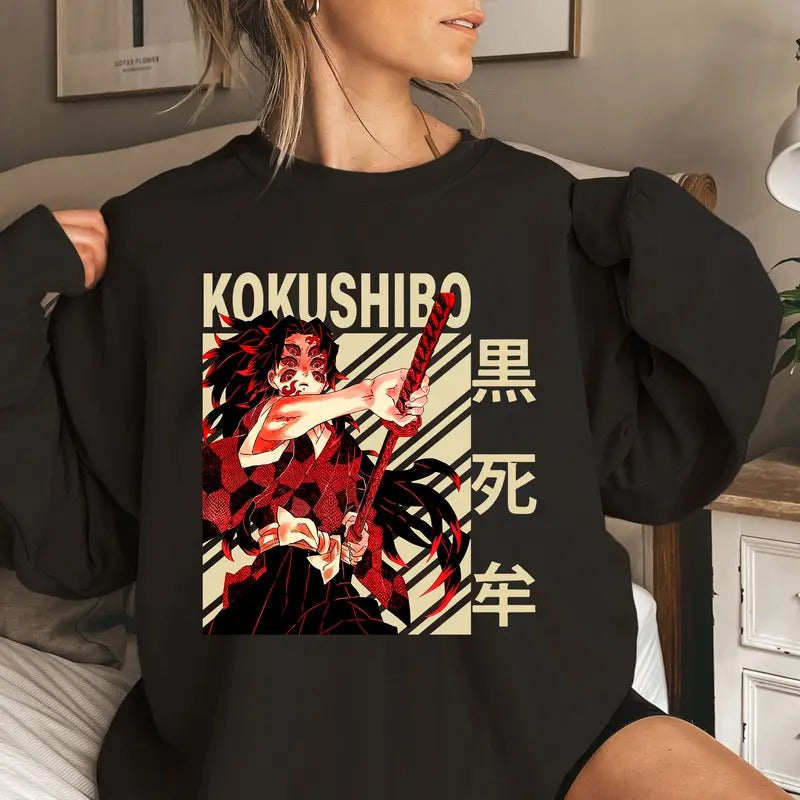 Kokushibo Upper Moon 1 DM Characters Shirt Crewneck Hoodie, Anime Otaku Shirt Comfort Cotton Sweatshirt | HypeCrazeTee.com