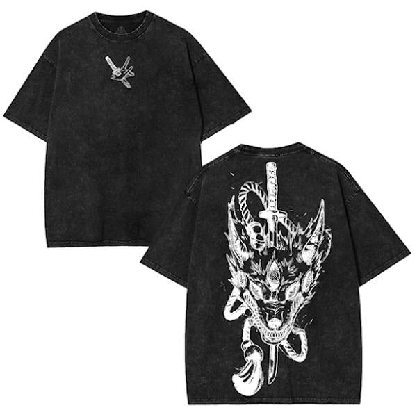 Aki Hayakawa/Kon Chainsaw Man Anime Double Printed Vintage Washed Tee Unisex Oversize Anime Manga Washed Heavyweight...