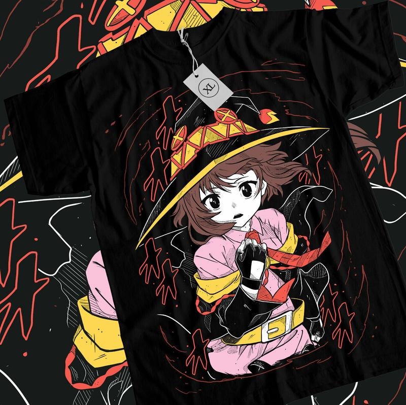 Konosuba Megumin T-Shirt S-4XL Waifu Kawaii Anime Japanese Unisex Black Short sleeve Hoodie, Sweatshirt | HypeCrazeTee.com