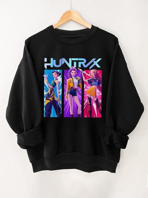 Kpop Demon Hunter Crew Neck Sweatshirt, Jinu Cartoon Style Hoodie, Korean Fashion Gift, Saja Girl Group Fan Apparel,...