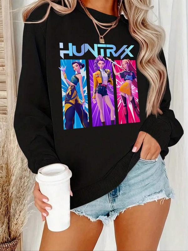 Kpop Demon Hunter Crew Neck Sweatshirt, Jinu Cartoon Style Hoodie, Korean Fashion Gift, Saja Girl Group Fan Apparel,...