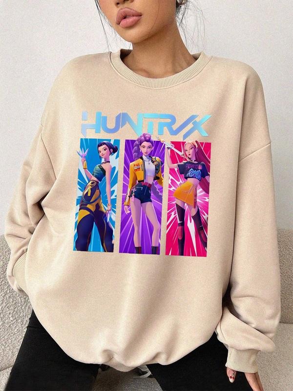 Kpop Demon Hunter Crew Neck Sweatshirt, Jinu Cartoon Style Hoodie, Korean Fashion Gift, Saja Girl Group Fan Apparel,...