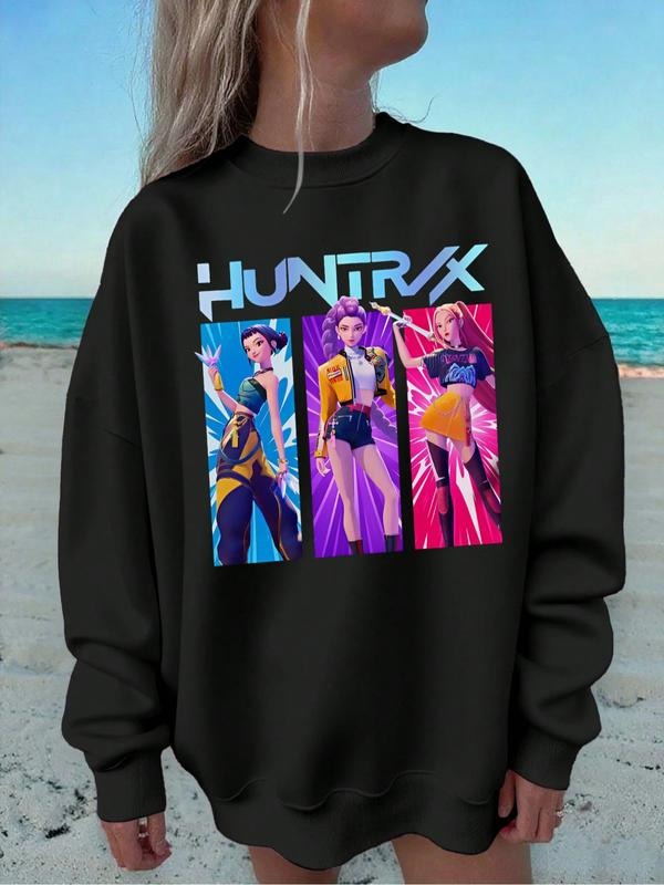 Kpop Demon Hunter Crew Neck Sweatshirt, Jinu Cartoon Style Hoodie, Korean Fashion Gift, Saja Girl Group Fan Apparel,...