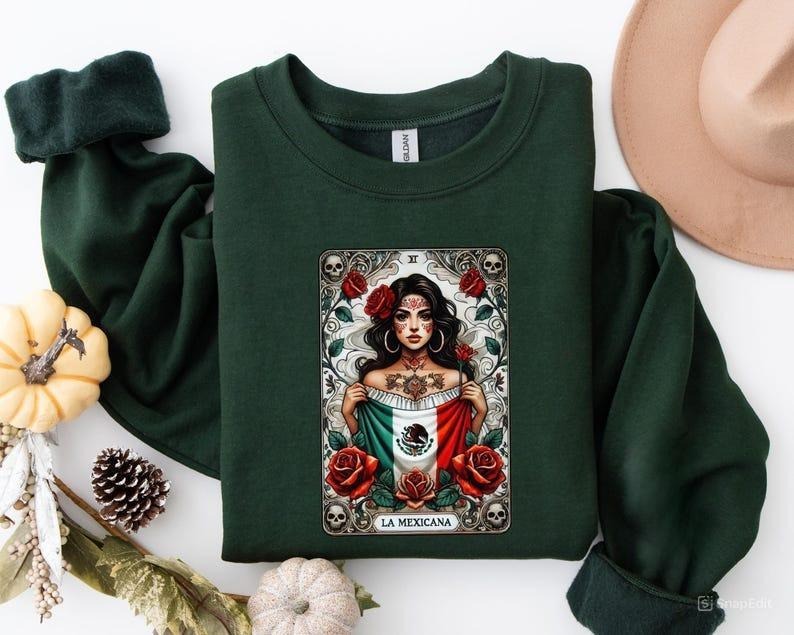 LA MEXICANA Sweatshirt, Tarot Card Shirt, Mexicana Shirt, For Men, For Women Hoodie | HypeCrazeTee.com