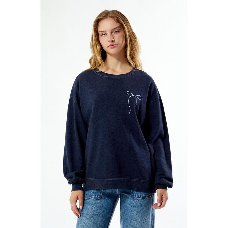 PS / LA Women's Bow Crew Neck Sweatshirt T-Shirts, Hoodie | HypeCrazeTee.com