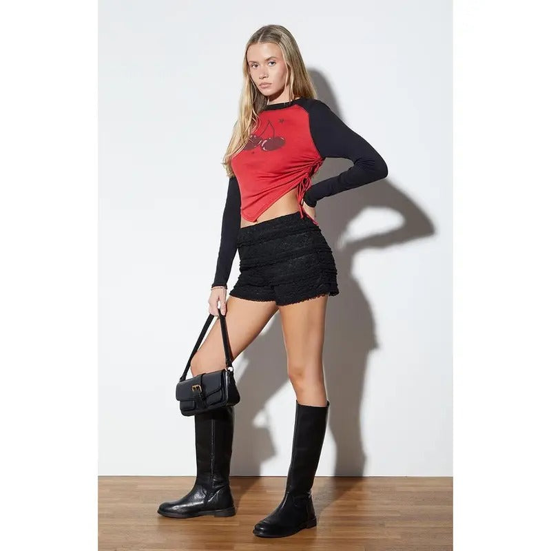 PS / LA Women's Cherry Long Sleeve Raglan T-Shirt Hoodie, Sweatshirt | HypeCrazeTee.com