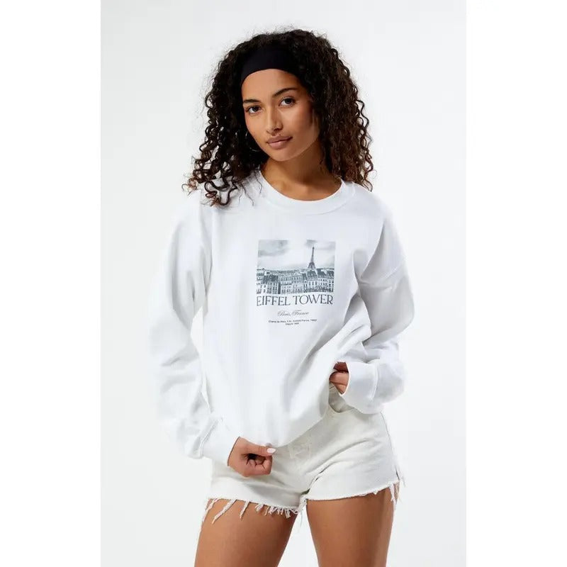 PS / LA Women's Eiffel Tower Crew Neck Sweatshirt T-Shirts, Hoodie | HypeCrazeTee.com