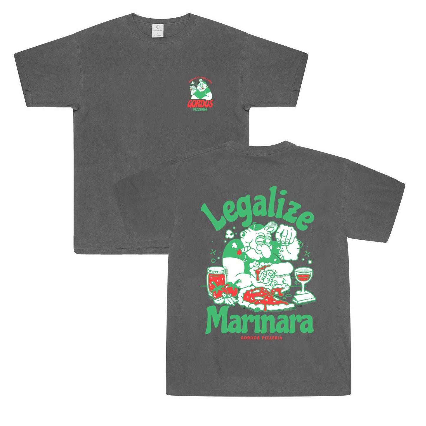 World Famous Gordos 'Legalize Marinara' Vintage Washed Tee - Black