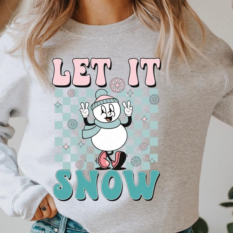 LET IT SNOW SNOWMAN CREWNECK (Crewneck Sweatshirt, Unisex Fit, Causal Sweatshirt for Christmas, Christmas Holiday...