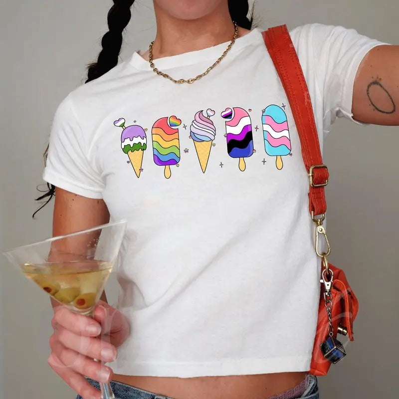 LGBTQ Ice Cream Y2K Baby Pride Month Subtle Gay Shirt Rainbow LGBTQ Shirt Lesbian Pride Shirt Shirt T-Shirts, Hoodie, Sweatshirt