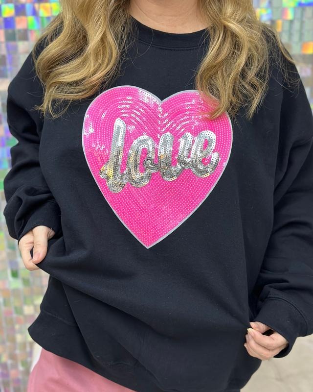 LOVE Sequin Patch Unisex Sweatshirt T-Shirts, Hoodie | HypeCrazeTee.com