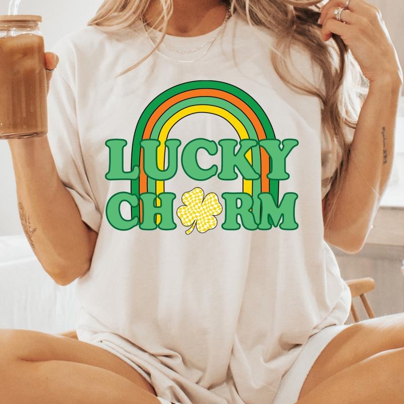 LUCKY CHARM RETRO ST. PATRICKS SHIRT (COMFORT COLORS T-SHIRT, CASUAL SHIRT UNISEX, HOLIDAY SHIRT, ST. PATTYS DAY)...