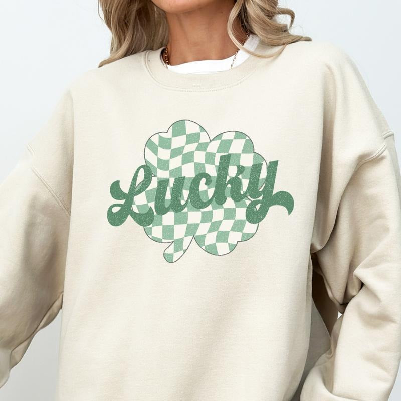 LUCKY CLOVER CHECKERED ( CASUAL COTTON ST. PATRICKS DAY) Womenswear T-Shirts, Hoodie, Sweatshirt