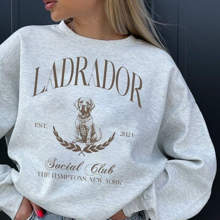 Labrador Retriever Social Club Sweatshirt, Labrador Retriever, Hamptons Crewneck T-Shirts, Hoodie | HypeCrazeTee.com