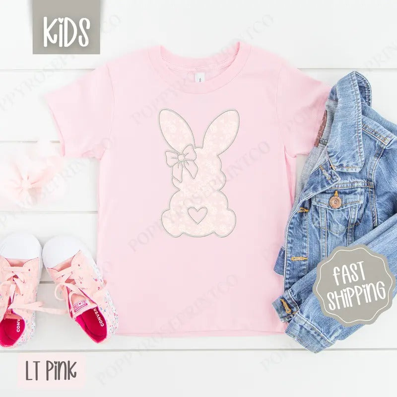 Lace Bunny Kids Shirt - Easter Children's Tshirt - Cute Youth Tee Gildan Hoodie, Sweatshirt | HypeCrazeTee.com