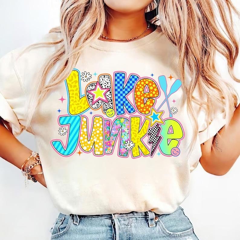 Lake Junkie Retro Boho Colorful Lake Life Summer Lover T-Shirts, Hoodie, Sweatshirt