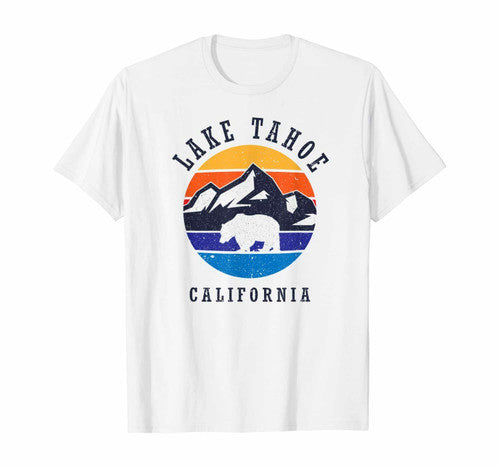 Lake Tahoe Graphic White Funny Man's T-Shirt Tee